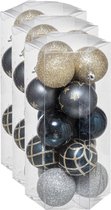 45x stuks kerstballen mix goud/blauw/zilver glans/mat/glitter kunststof diameter 5 cm - Kerstboom versiering