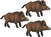 Set van 3x stuks plastic speelgoed dieren figuur wild zwijn 9,5 cm