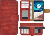 MoDo hoesje voor Motorola Moto G42 - Leer Book Case - Croco rood