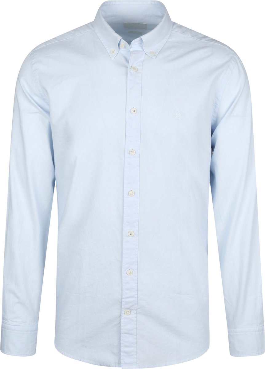 Hackett - Overhemd Garment Dyed Oxford Blauw - M - Heren - Slim-fit