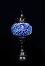 Turkse Lamp - Tafellamp - Mozaïek Lamp - Marokkaanse Lamp - Oosters Lamp - ZENIQUE - Authentiek - Handgemaakt - Blauw