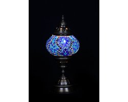 Turkse Lamp - Tafellamp - Mozaïek Lamp - Marokkaanse Lamp - Oosters Lamp - Authentiek - Handgemaakt - Blauw