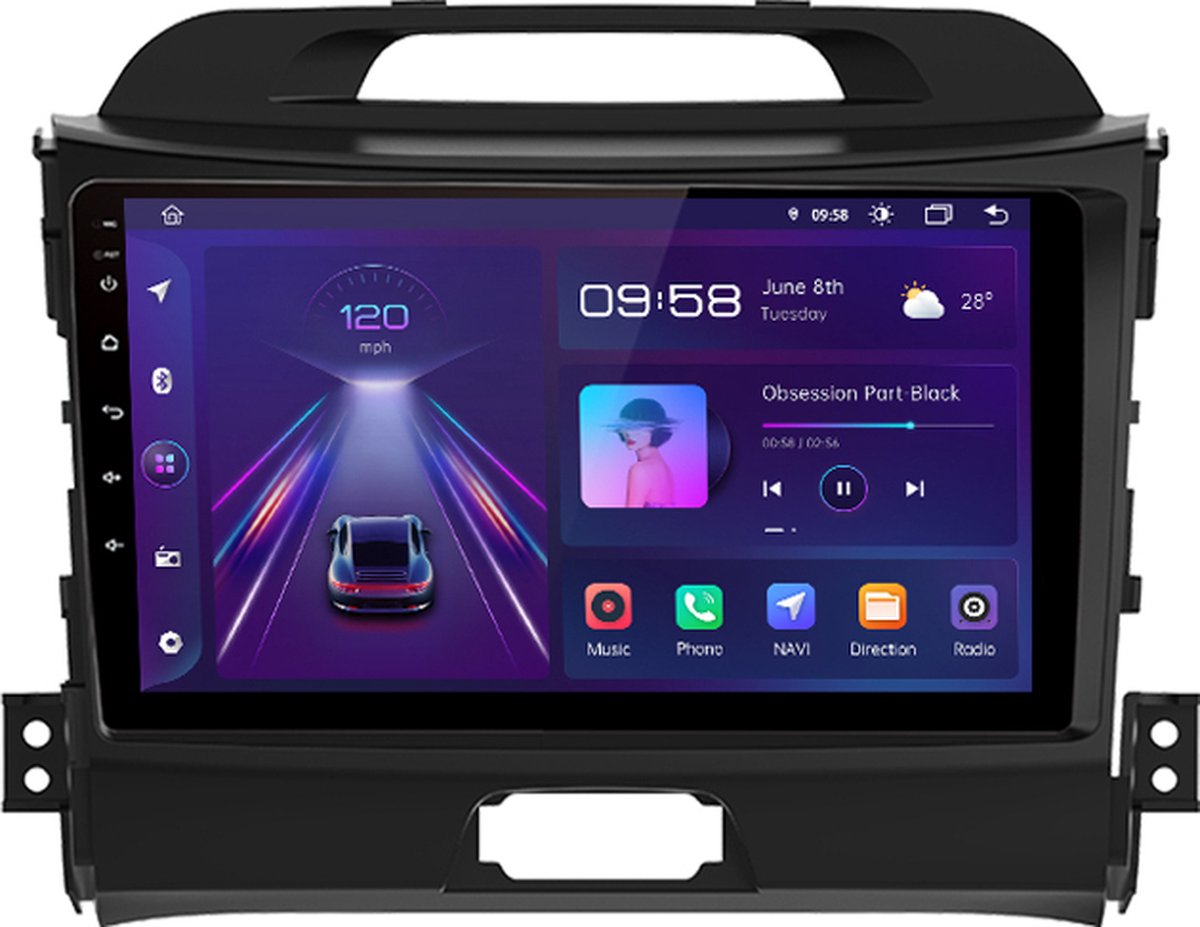 8core CarPlay Kia Sportage 2010-2015 Android 10 navigatie en multimediasysteem 4+64GB