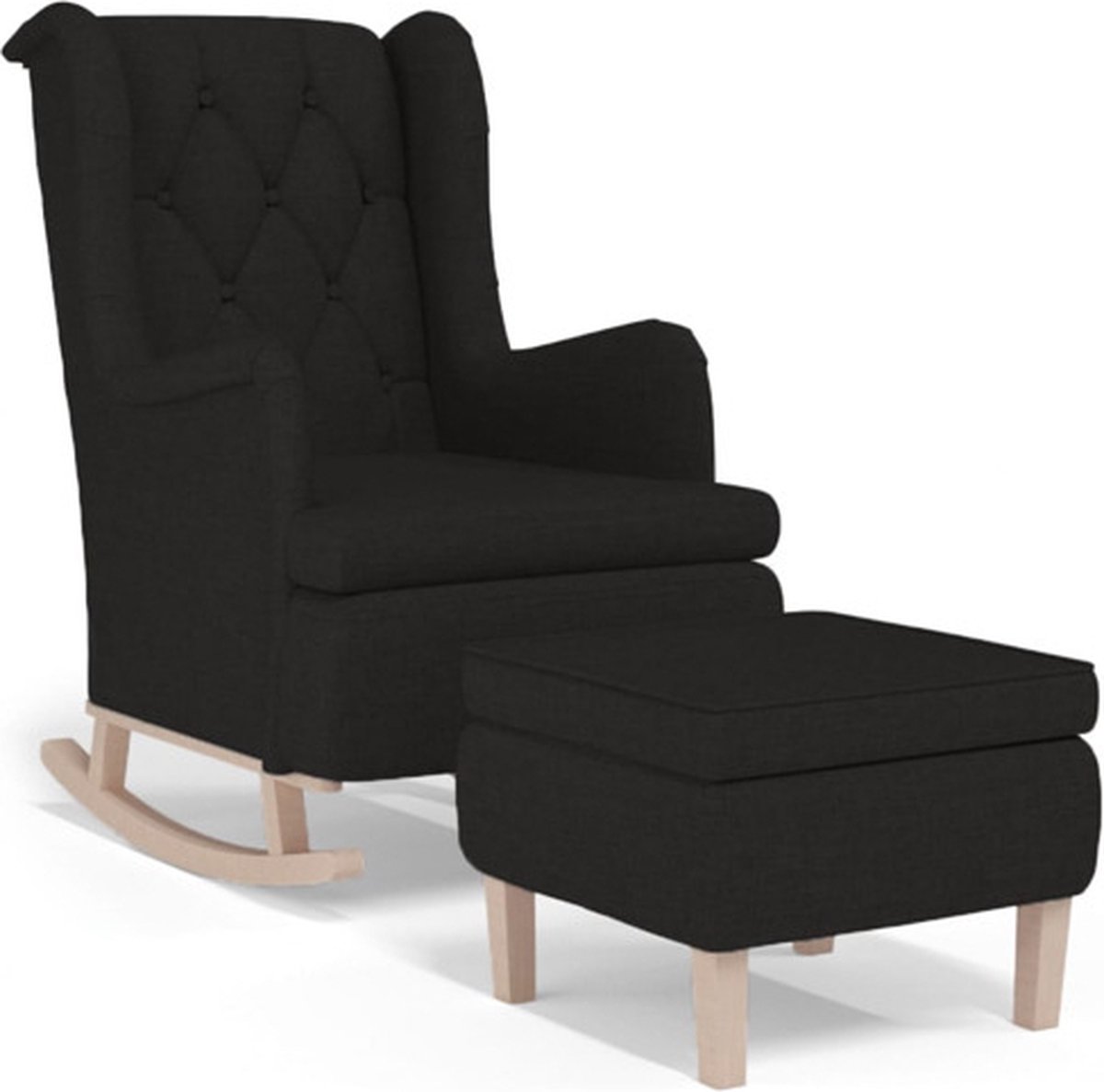 vidaXL Fauteuil - met - schommelpoten - en - voetenbank - stof - zwart