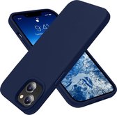 Mobiq - Liquid Siliconen Hoesje iPhone 14 - donkerblauw