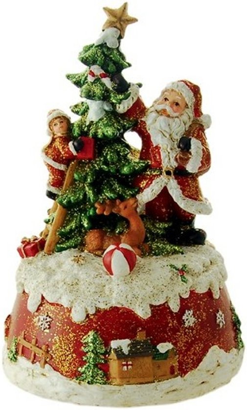 De Kerstman versiert de Kerstboom Muziekdoosje
