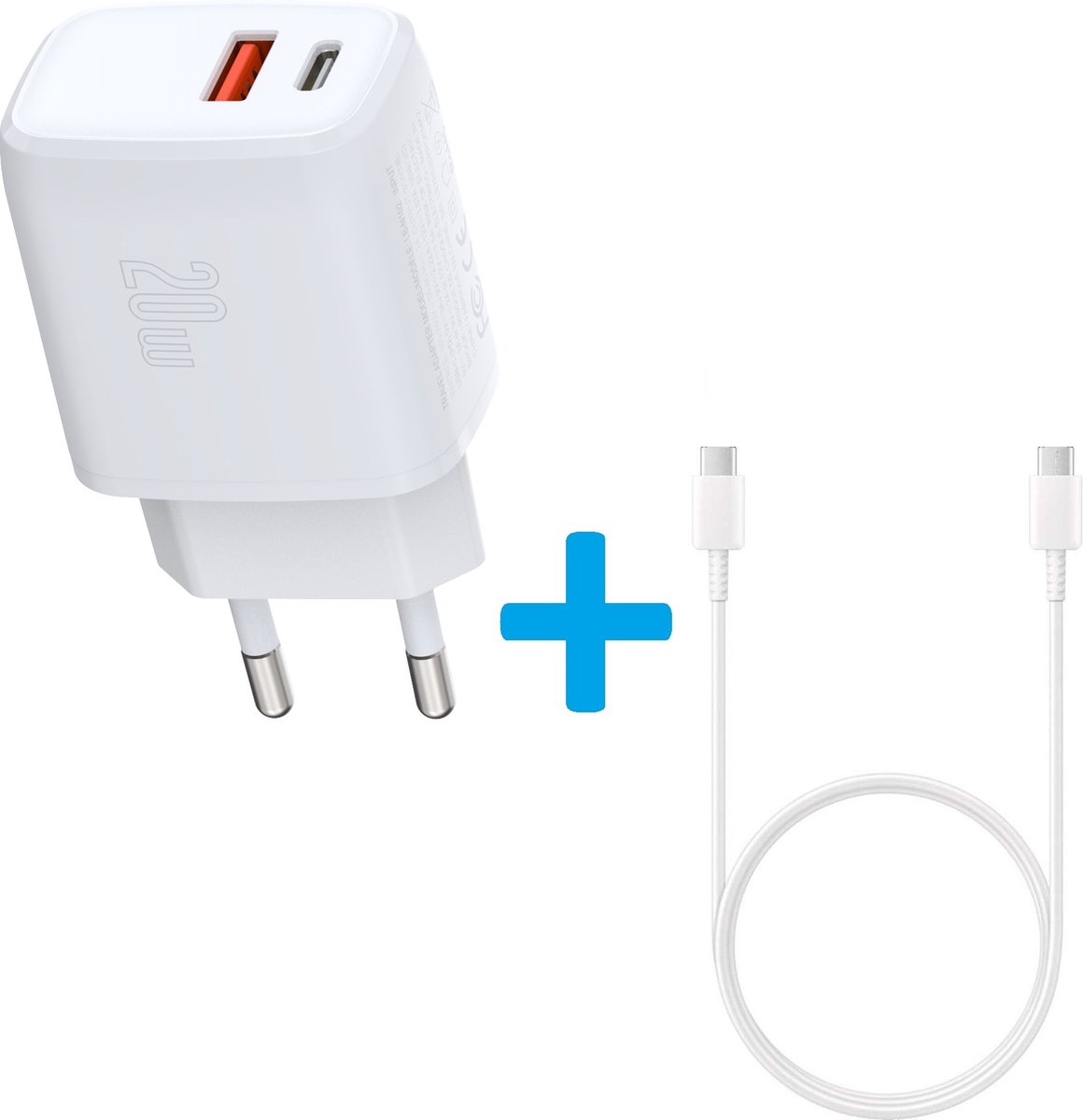 Power Adapter 20W Thuislader met USB Quick Charge 3.0 en USB-C Poorten - Oplader Stekker Lader - Geschikt voor: Geschikt voor Samsung S22/S21/S20/S10/A51/A53/S22/A13/A50/A22/A52/A23/A12 / Oppo / Xiaomi / Motorola / Sony / Nokia