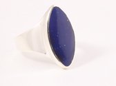 Hoogglans zilveren ring met lapis lazuli - maat 17.5