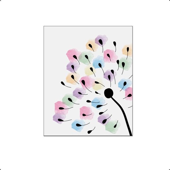 PosterDump - Gekleurde paardenbloem in de wind - Baby / kinderkamer poster - Bloemen poster - 40x30cm