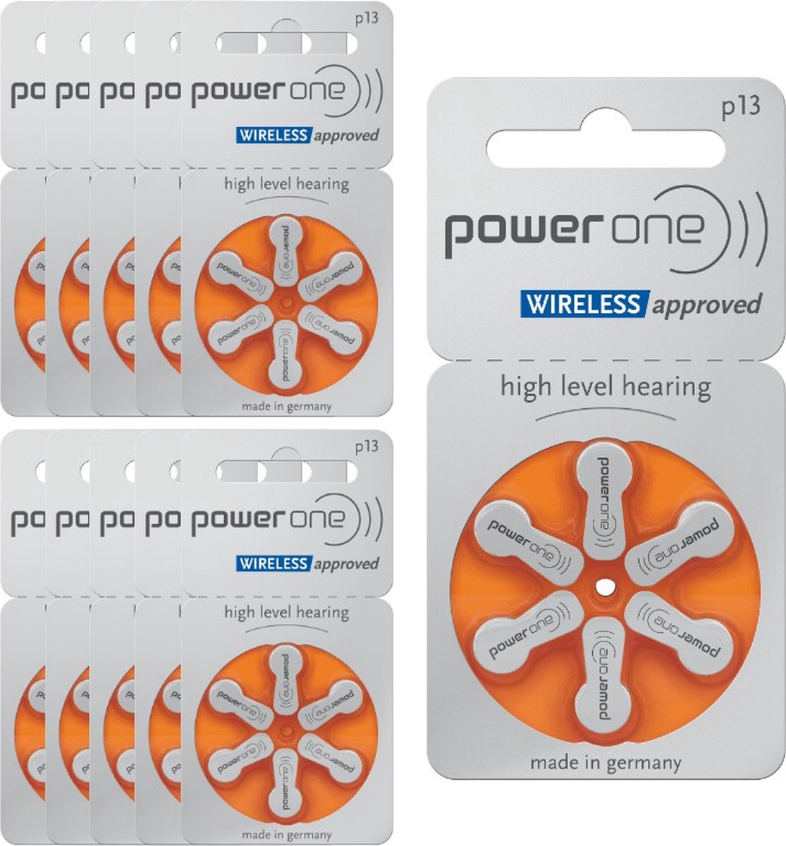 PowerOne 13 : Kwikvrije hoorapparaatbatterijen - 10 Wafeltjes