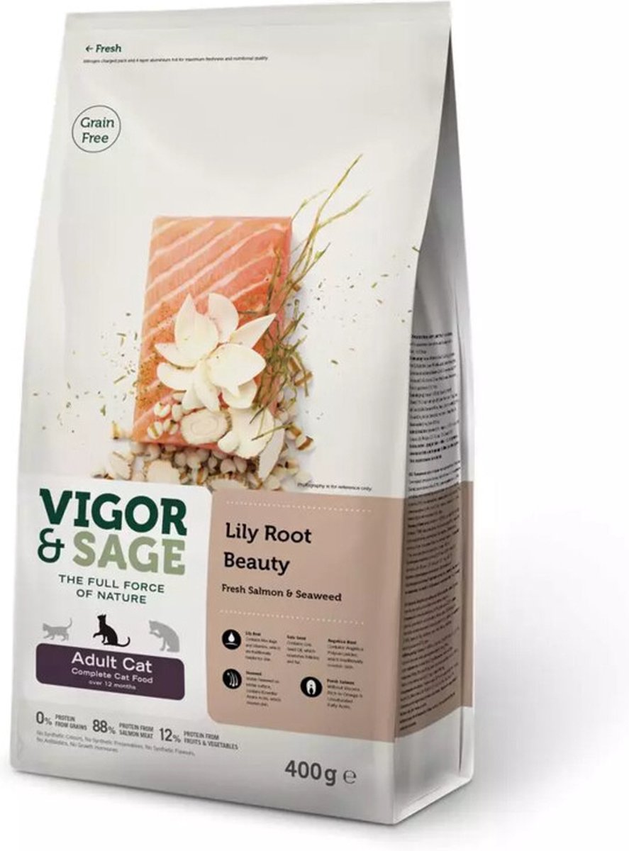 Vigor & Sage Kattenvoer Beauty Lily Root 400 gr