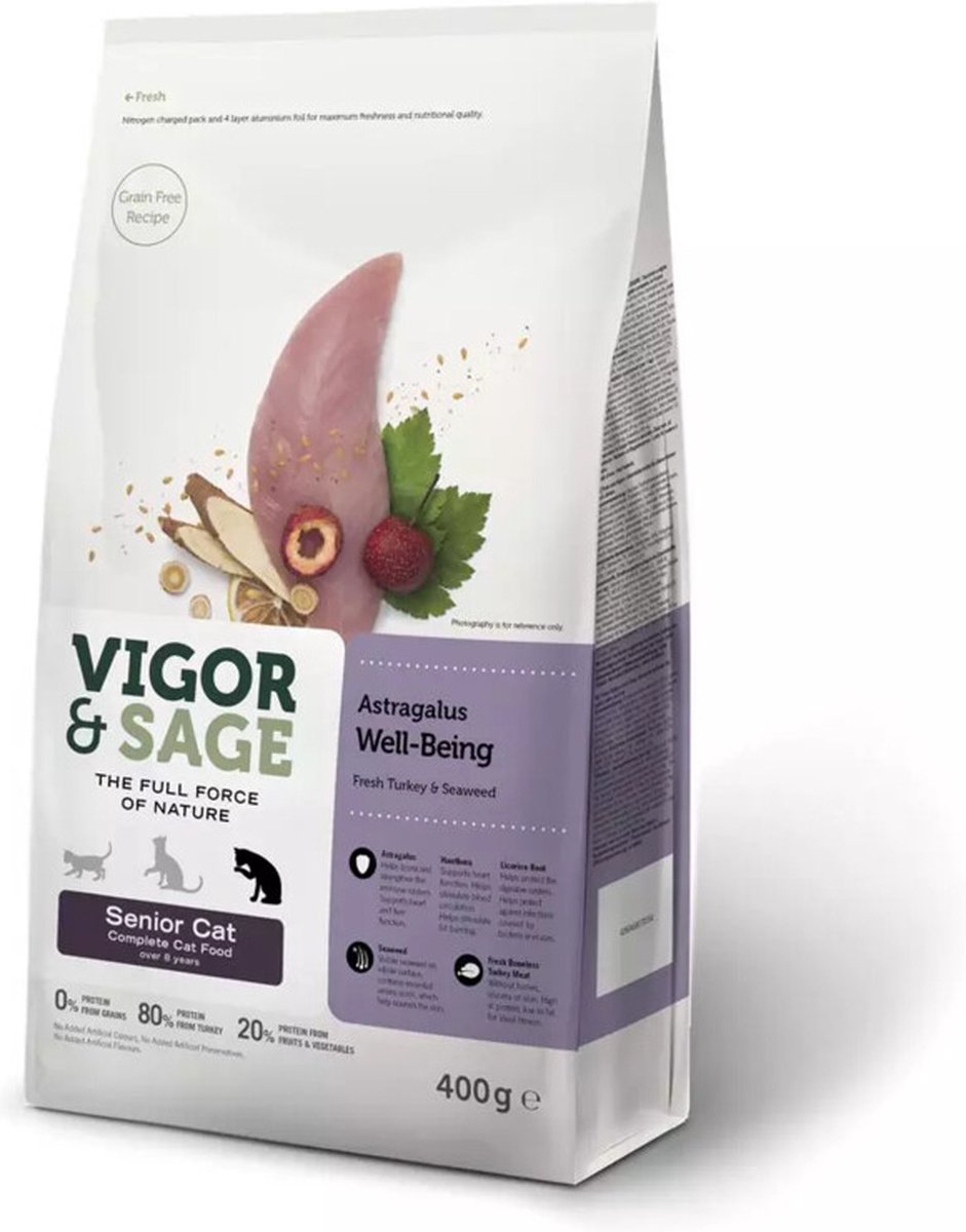 Vigor & Sage Kattenvoer Senior Well-Being Astragalus 400 gr