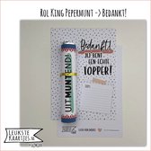 KaartKadootje Rol KING Pepermunt -> Bedankt! - No:04 (uitMUNTend - Bedankt! Jij bent een echte TOPPER! - Roze) - LeuksteKaartjes.nl by xMar