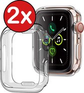 Siliconen Hoes Geschikt voor Apple Watch Series 7 41 mm Hoesje Cover Case - Hoesje Geschikt voor Apple Watch Series 7 41 mm Hoes Siliconen Case - Transparant - 2 PACK