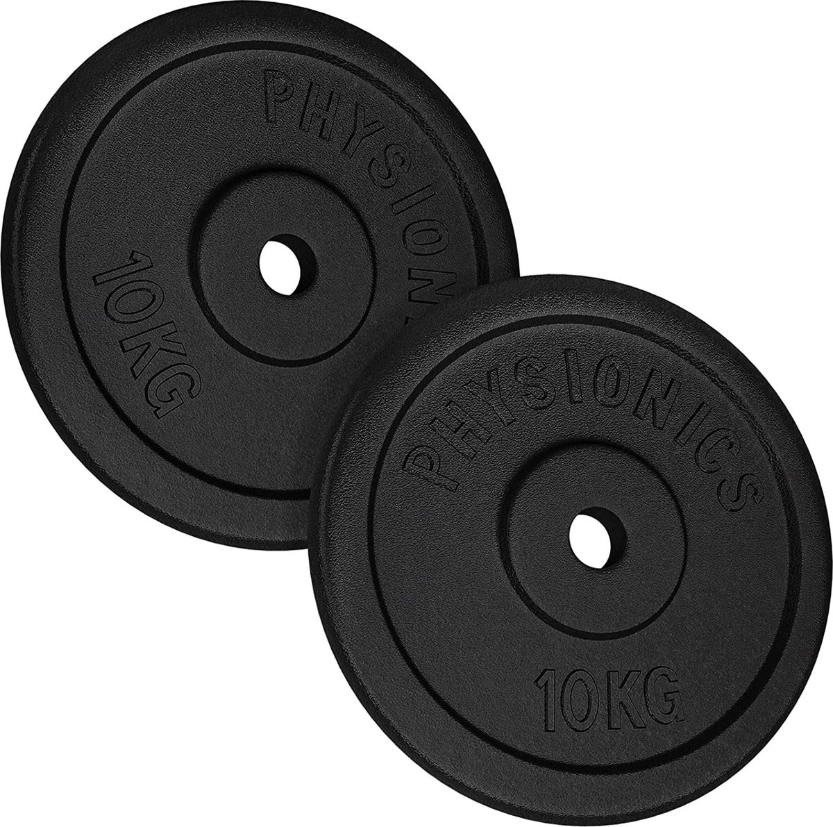 Gietijzeren halterschijven 10 kg - Halterschijf - Gewichten set - Gewichten fitness - 20 kg (2 x 10 kg) - Gietijzer - Zwart