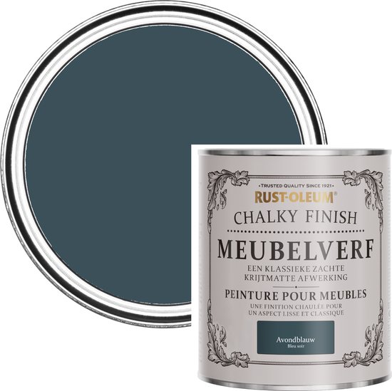 Foto: Rust oleum donkerblauw chalky finish meubelverf avondblauw 750ml