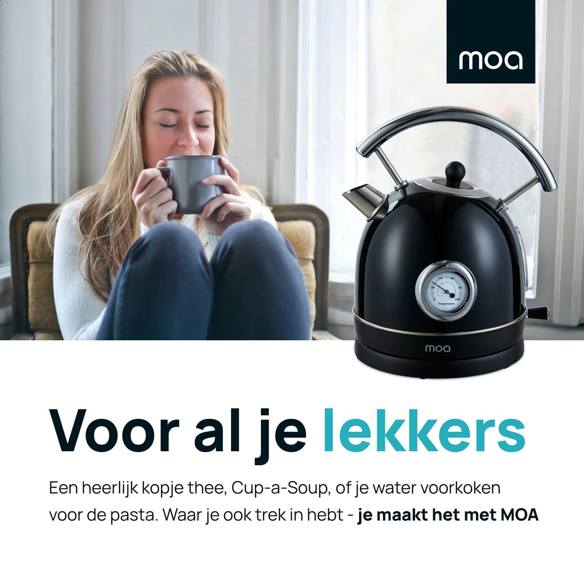 MOA Waterkoker Retro - 1,8 Liter - Elektrische Waterkoker - BPA-vrij - Anti Calcium Filter - RVS - 2200W- Zwart thumbnail 7