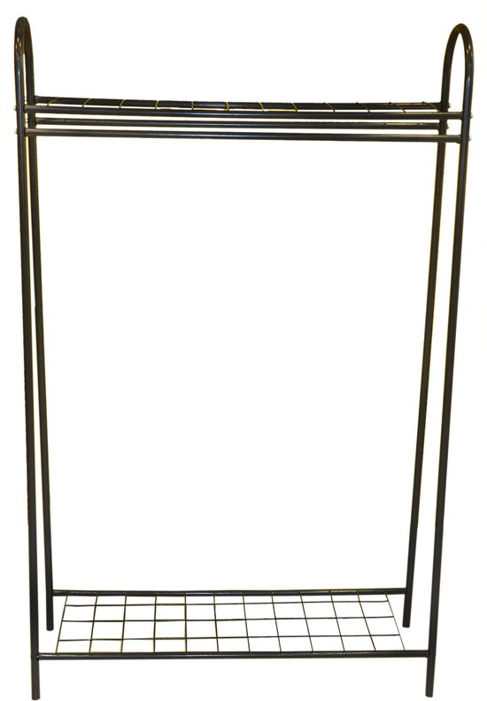 CARO-Möbel Jivo Kledingstandaard voor heren, set van 2, garderobestandaard, metaal aluminium en MDF in zwart