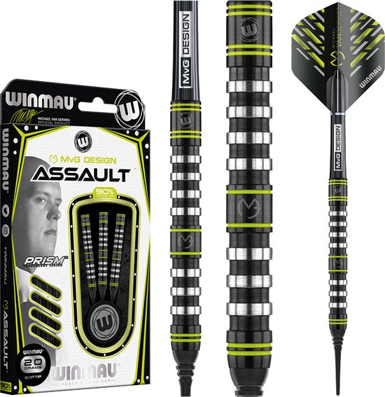 Set Freccette Winmau Michael Van Gerwen MvG Softip - 18g, Con Accessori E Custodia, Idea Regalo - Foto 7