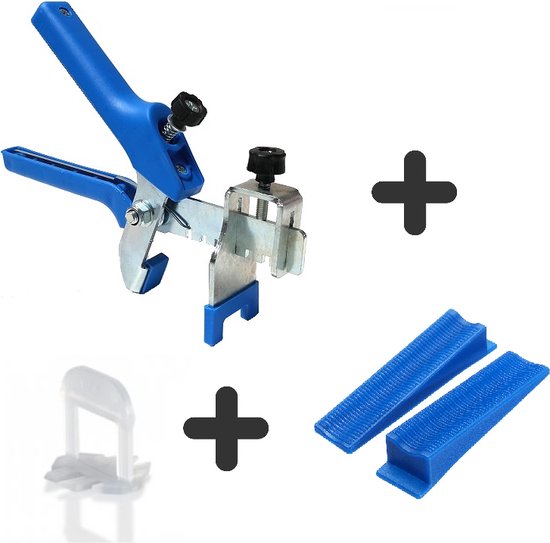 GOYADA 601 stuks tegelnivelleringssysteem, 2 mm, nivelleringslipje, met 500 treklipjes, 100 herbruikbare wiggen en 1 tang, voor het leggen van tegels van 6 tot 15 mm dik