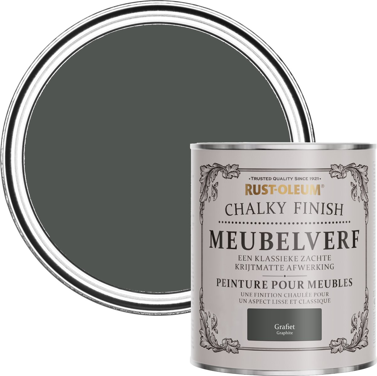 Rust-Oleum Donkergrijs Chalky Finish Meubelverf - Grafiet 750ml