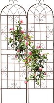 Relaxdays plantenklimrek metaal 2 stuks - klimplantenrek 220 cm hoog - plantensteun rozen