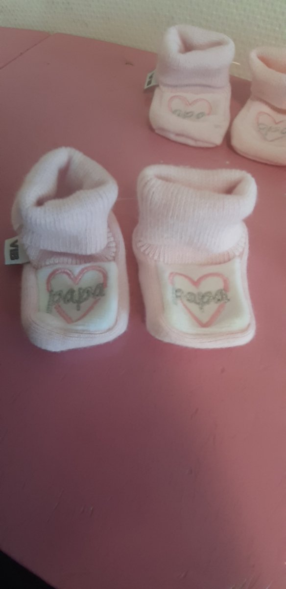 VIB - Babyslofjes - Roze - Wit - Papa Hart