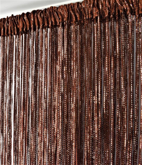 Élégants rideaux de fil de couleur marron en fil de polyester de haute qualité 300 x 250 cm + 1 aimant Embrasse offert