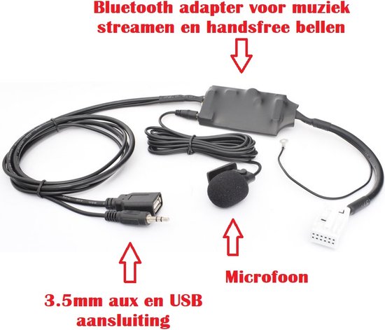 Skoda Octavia Fabia Superb Yeti Bluetooth Carkit en Music Muziek USB en AUX Audio Streaming AD2P kabel adapter