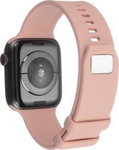 Bandje geschikt voor Apple Watch 42/44MM - Maat L - Sportband - Polsband - Dun - Horlogebandje - Siliconen - Solide kleur - Roze