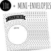 10x Minikaartjes + Mini-envelopjes | TEGOEDBON | kleine cadeaubonnen met kraft enveloppen