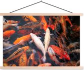 étang avec carpe koi d'en haut plaque d'école lattes plates vierges 120x80 cm - Tirage photo sur affiche textielposter (décoration murale salon / chambre)