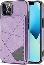 Hoesje geschikt voor iPhone SE 2020 - Backcover - Pasjeshouder - Portemonnee - Camerabescherming - Stijlvol patroon - TPU - Paars