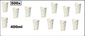 500x Milkshake beker Fun 400ml - Drinkbeker milkshake eten ijs eten drinken festival uitdeel thema feest