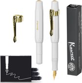 Kaweco  (3delig) - Vulpen CLASSIC SPORT WIT Fountain Pen - Breed - Nostalgie Oktogonal Clip Vergoldet - Doosje Vullingen