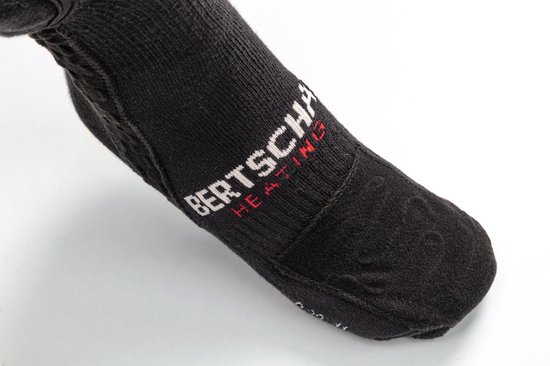 Zwarte verwarmde sok met "BERTSCHAT HEATING" logo op de voet.