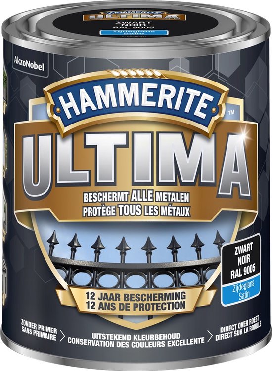 Hammerite Ultima - Satin - Zwart - 0.25L