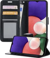 Hoesje Geschikt voor Samsung M22 Hoesje Book Case Hoes Portemonnee Cover Walletcase - Hoes Geschikt voor Samsung Galaxy M22 Hoes Bookcase Hoesje - Zwart