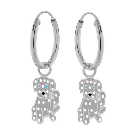 Boucles D'oreilles Créoles Enfant Petit Chien - Argent Sterling 925 - Anti-ternissement