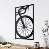 Wanddecoratie | Fiets / Bicycle | Metal - Wall Art | Muurdecoratie | Woonkamer | Buiten Decor |Zwart| 58x90cm