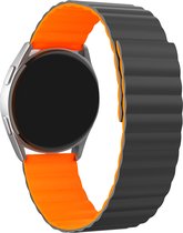 Strap-it horlogeband 22mm - Magnetisch siliconen bandje geschikt voor Huawei Watch GT 2 46mm / GT 3 46mm / GT 3 Pro 46mm / GT 2 Pro / Watch 3 / Watch 3 Pro - Polar Vantage M / M2 / V3 / Grit X / Grit X Pro - zwart/oranje - 46mm