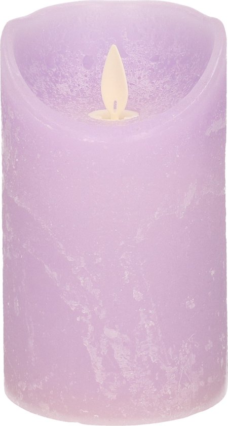 1x Lila paarse LED kaarsen / stompkaarsen 12,5 cm - Luxe kaarsen op batterijen met bewegende vlam