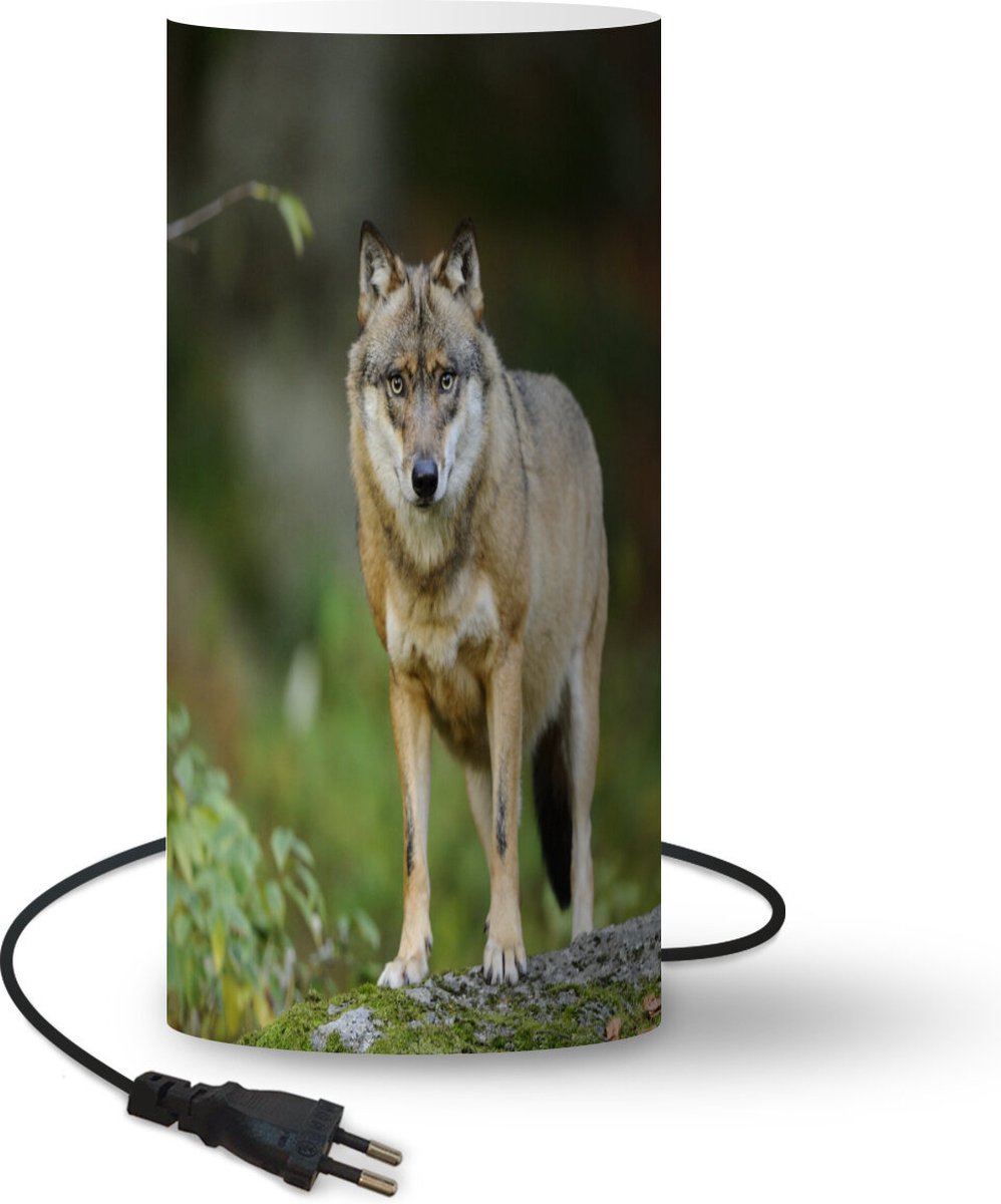 Lamp - Nachtlampje - Tafellamp slaapkamer - Wolf - Azië - Planten - 33 cm hoog - Ø15.9 cm - Inclusief LED lamp