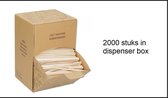 2000x BIO Roerstaafjes hout in dispenser box - Roer staafjes koffie melk suiker hout festival thema feest verjaardag werk lepel