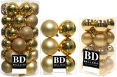 59x stuks kunststof kerstballen goud 4, 6 en 8 cm glans/mat/glitter mix - Kerstversiering/boomversiering