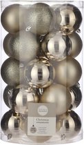 Onbreekbare kunststof kerstballen licht champagne pakket - 50x stuks licht champagne kerstballen 8 cm