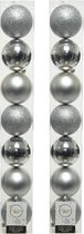 14x stuks kunststof kerstballen zilveren 8 cm - Mix - Onbreekbare plastic kerstballen