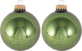 16x Jungle groene glazen kerstballen glans 7 cm kerstboomversiering - glans - Kerstversiering/kerstdecoratie groen
