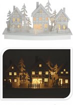 Village de Noël en bois blanc avec lumière type 3