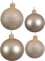 Compleet glazen kerstballen pakket champagne glans/mat 38x stuks - 18x 4 cm en 20x 6 cm